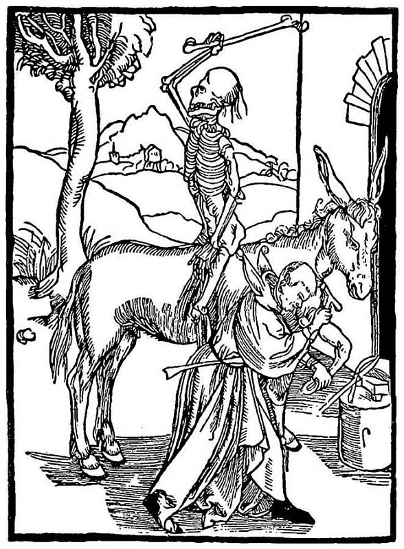 Smrt byla výrazným motivem řady Dürerových děl a v 16. století představovala i významné každodenní téma. I to se promítlo do příběhu o rakovnické smrti, jíž měl být právě Sklenář