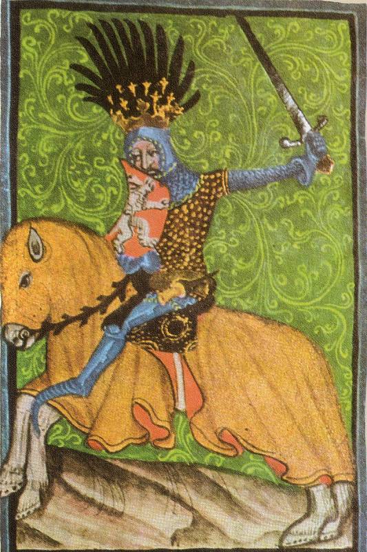 Jezdecký portrét krále Jana Lucemburského v Gelnhausenově kodexu