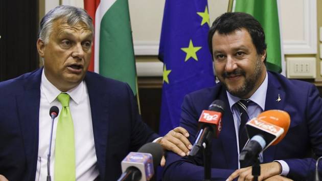 Maďarský premiér Viktor Orbán a Matteo Salvini, italský ministr vnitra a vicepremiér.