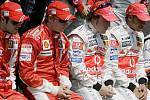 Favorité záívodu pózují před startem Velké ceny Brazílie: (zleva) Massa, Raikkonen, Alonso, Hamilton. 