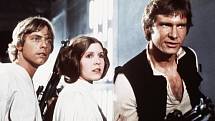 Harrison Ford, Carrie Fisherová a Mark Hamill.