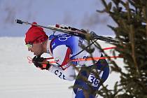 Biatlon: sprint 10 km muži, 12. února 2022, Čang-ťia-kchou. Michal Krčmář z ČR.