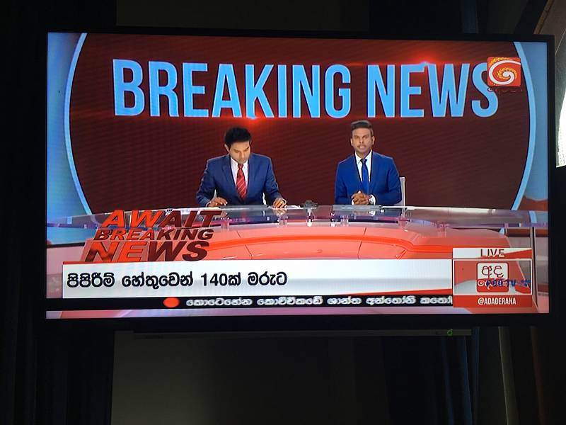 Útok na Srí Lance ve vysílání tamní celostátní televize