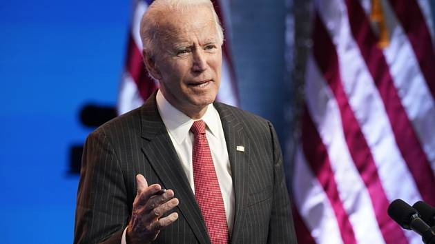 Zvolený americký prezident Joe Biden na tiskové konferenci ve Wilmingtonu 19. listopadu 2020