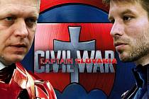 Uživatel voillta ukázal na redditu plakát ke slovenským volbám parodující film Captain America: Občanská válka od studia Marvel