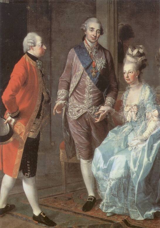 Maxmilián František, kolínský arcibiskup a münsterský biskup, ve společnosti své starší sestry Marie Antoinetta a jejího manžela, francouzského krále Ludvíka XVI.
