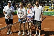 V Prostějově se v tenisové exhibici představili (zleva) Ivan Lendl, Hana Mandlíková, Jana Novotná a Miloš Mečíř.
