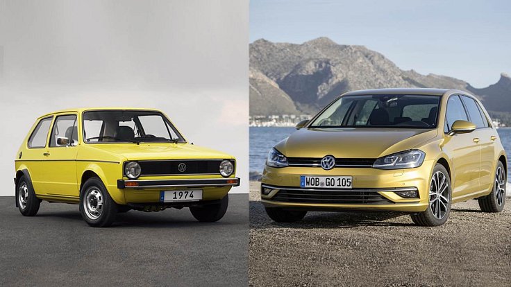 Porovnání prvního a posledního Volkswagenu Golf.