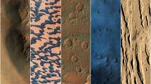 Vzorky různých povrchů Marsu, jak je zachytila kamera HiRise