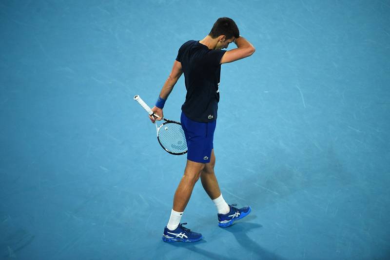 Novak Djokovič při tréninku v Melbourne