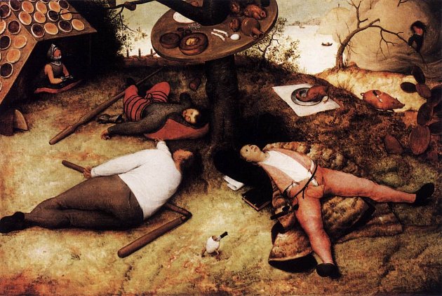Pieter Brueghel the Elder: The Land of Cockaigne (V zemi peciválů).