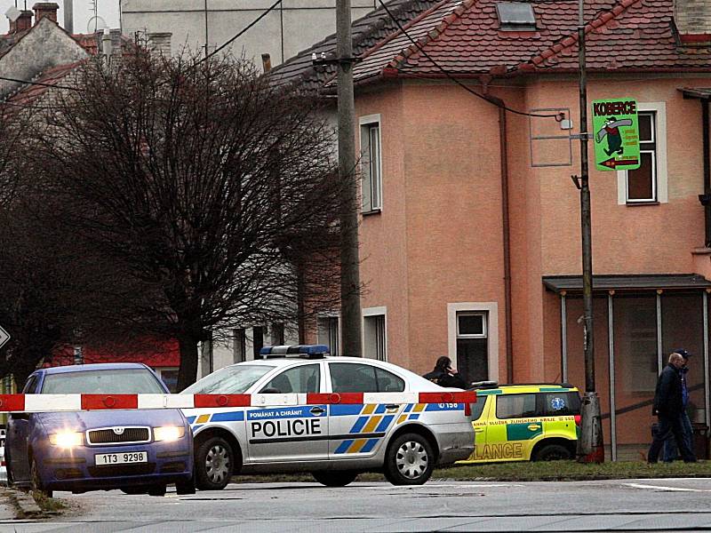 Policejní zásah po střelbě v restauraci Družba v Uherském Brodě.