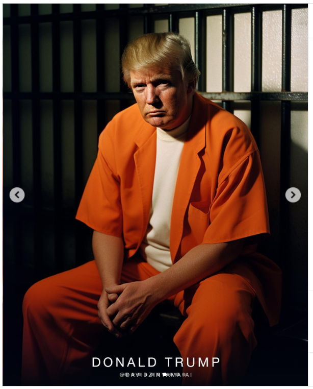 Grafik ztvárnil pomocí umělé inteligence bývalého prezidenta Trumpa ve vězení