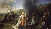 Napoleon Bonaparte se setkává s rakouským císařem Františkem, obraz Antoine-Jeana Grose