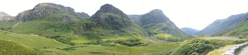 Údolí Glencoe na západní straně Skotské vysočiny