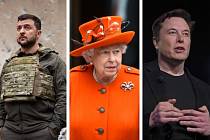 Světové osobnosti roku 2022 podle Deníku, zleva Volodymyr Zelenskyj, královna Alžběta II. a Elon Musk.