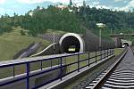 Vizualizace železničního tunelu na trati mezi pražským Smíchovem a Berounem