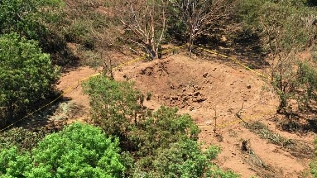Kráter po meteoritu, které spadl poblíž letiště metropole Managua.
