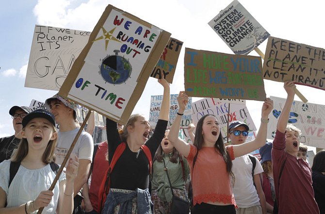 Studentská demonstrace za ochranu klimatu v Londýně.