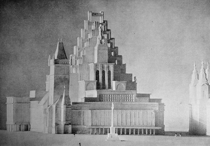 Soutěžní projekt na pražskou Staroměstskou radnici. Architekt Josef Gočár, 1909