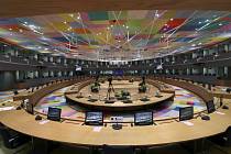 Jednací sál v sídle EU v Bruselu