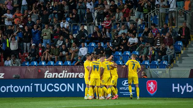 Ukrajinská fotbalová reprezentace během přípravného utkání s Českem.