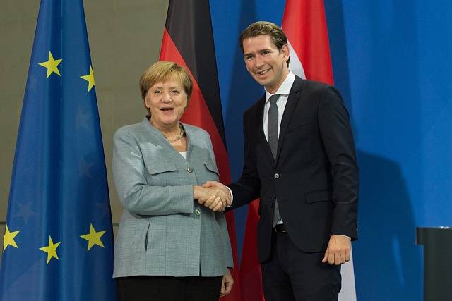 Německá kancléřka Angela Merkelová a rakouský kancléř Sebastian Kurz