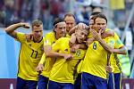 Švédové slaví vítěznou branku.