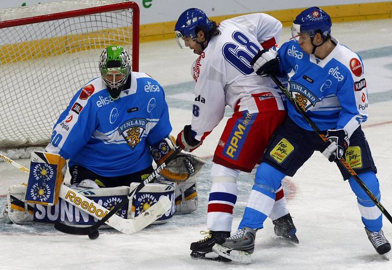 Channel One Cup v roce 2009: Jaromír Jágr při vítězném domácím zápase s Finskem