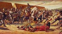 Španělé útočí na neozbrojené Inky a berou do zajetí inckého panovníka Atahualpu