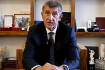 Český premiér Andrej Babiš během videoprojevu před Valným shromážděním OSN 25. září 2020