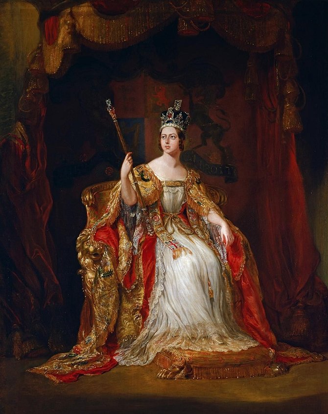 Prvotní verze státního portrétu Korunovace královny Viktorie od Franze Xavera Winterhaltera (1805-1873)