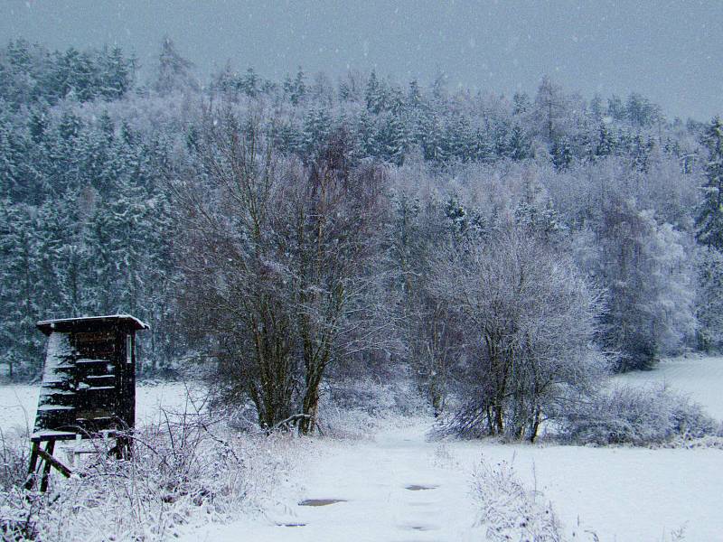 Zasněžená vánoční krajina v okolí Hořoviček