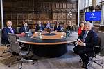 Jednání G7. Na snímku zleva James Cleverly, Jošimasa Hajaši, Antony Blinken, Annalena Baerbocková, Melanie Jolyová, Catherine Colonnová a Antonio Tajani v Münsteru 4. listopradu 2022