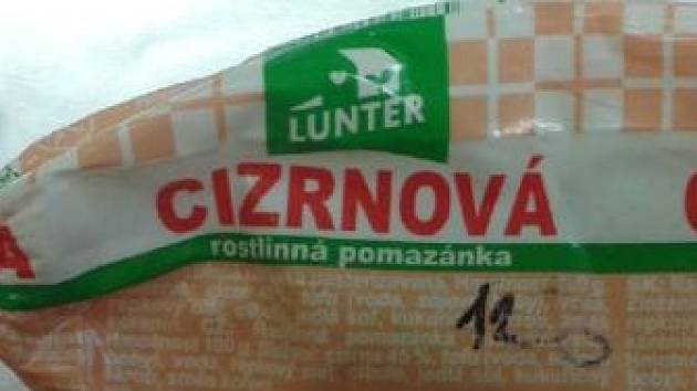 Státní zemědělská a potravinářská inspekce (SZPI) varuje před konzumací cizrnové rostlinné pomazánky značky Lunter ze Slovenska.