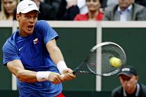 Tomáš Berdych ve čtvrtfinále Davis Cupu proti Srbsku.