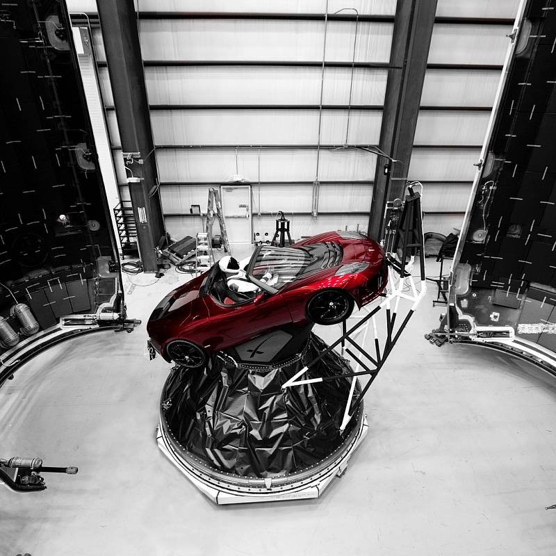 Tesla Roadster, vozidlo Elona Muska, které poletí do vesmíru.
