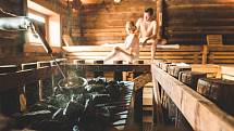 Srubová sauna, jedna z nejoblíbenějších v akvaparku Trixi Park