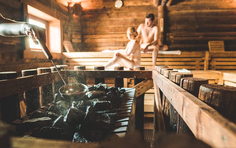 Srubová sauna, jedna z nejoblíbenějších v akvaparku Trixi Park