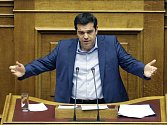 Alexis Tsipras v řeckém parlamentu.