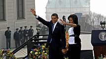 Americký prezident Barack H. Obama pronesl 5. dubna na Hradčanském náměstí svůj projev.