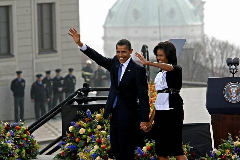 Americký prezident Barack H. Obama pronesl 5. dubna na Hradčanském náměstí svůj projev.