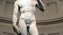 Michelangelův David měří 5 metrů a 17 centimetrů. Socha vznikla z jediného kusu vzácného mramoru. Michelangelo na ní pracoval tři roky.