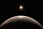 Obrázek ukazuje exoplanetu LHS 475 b, která je kamenná a téměř stejně velká jako Země. Existenci planety potvrdil Webbův teleskop.