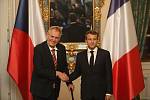 Miloš Zeman (vlevo) a Emmanuel Macron na Pražském hradě.