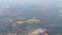 Letiště Stansted při pohledu z letadla