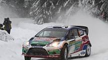 Mikko Hirvonen na Švédské rallye.