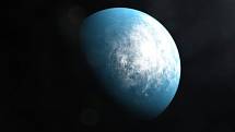Umělecká vizualizace planety TOI 700 d, která představuje první obyvatelnou zónu podobné velikosti jako Země