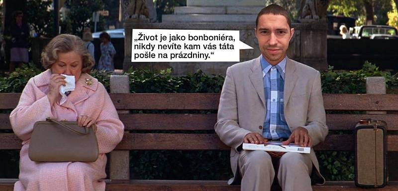 Scéna odkazující na film Forrest Gump.