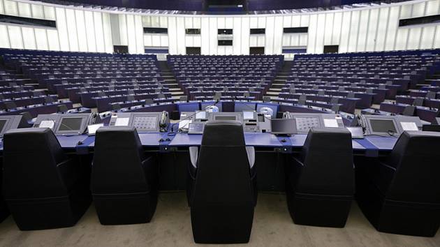 Pohled do sálu Evropského parlamentu ve Štrasburku. Ilustrační snímek